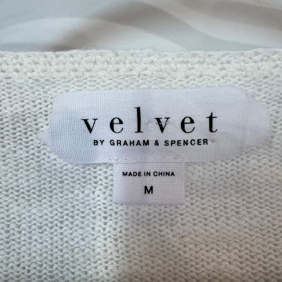 NEW Velvet Graham & Spencer Gabriel Cardigan Sweater White Medium Linen Cotton - Picture 5 of 10